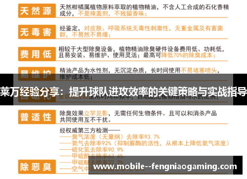 莱万经验分享：提升球队进攻效率的关键策略与实战指导